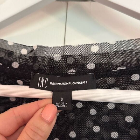 I.N.C. International concepts polka dot ruched neck blouse s - Picture 3 of 8